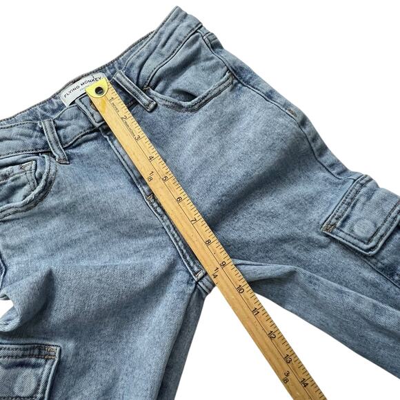 Flying Monkey Youth High Rise Cargo Jeans Size 12 Adjustable Waist Utility Denim - Picture 7 of 10